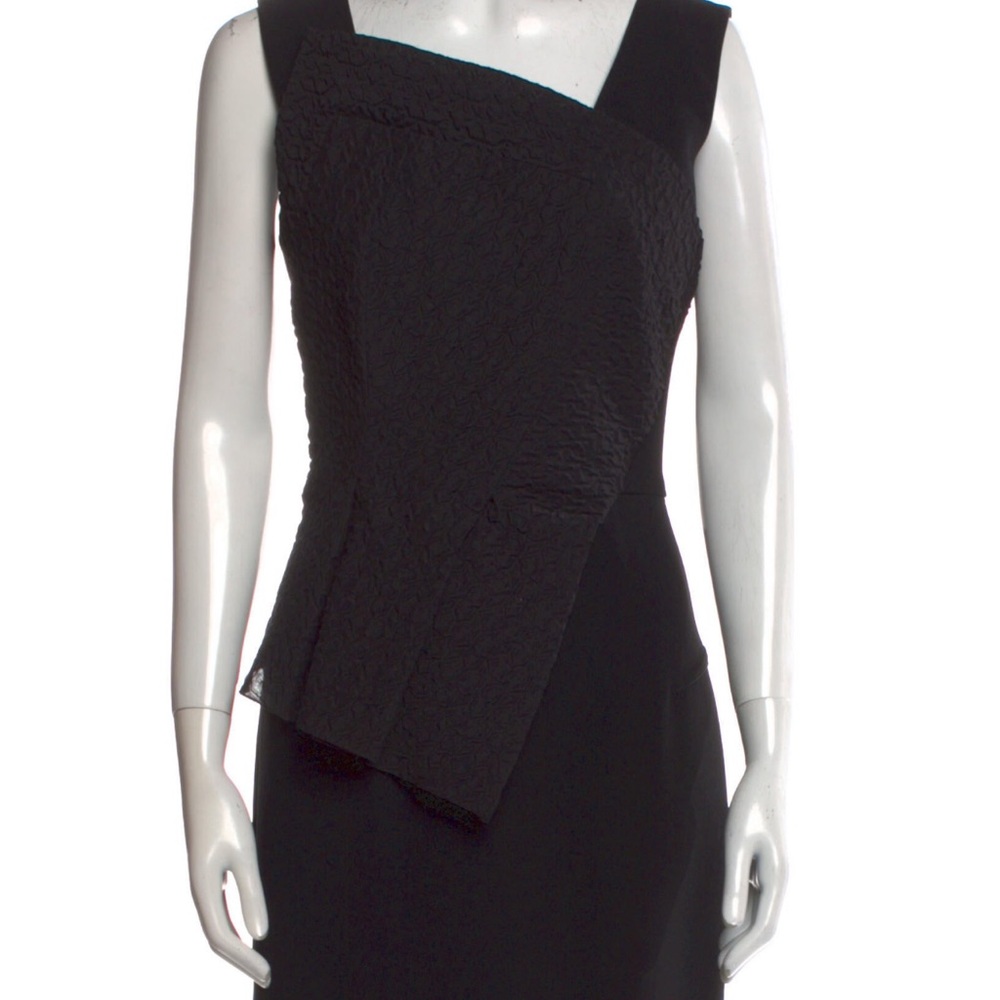 Roland Mouret Black Asymmetric Textured Sheath Dress